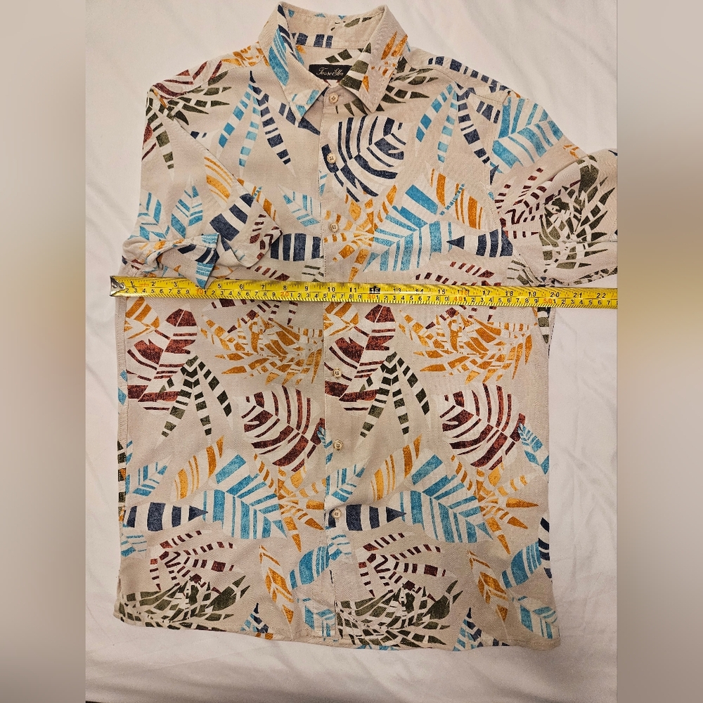 Tasso Elba Colorful Leaf Pattern Shirt